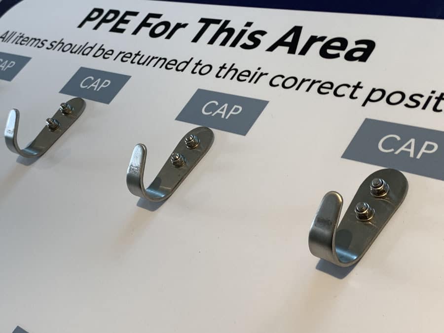 PPE cap hooks board