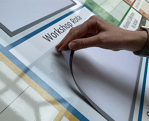 magnetic document holders for modular visual management board