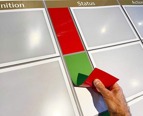 Double sided red green status labels