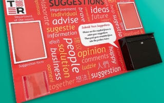 Multilingual suggestions board letterbox doc holder