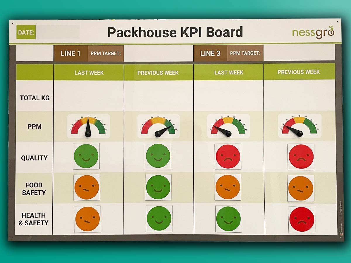 kpi status board faces labels meter