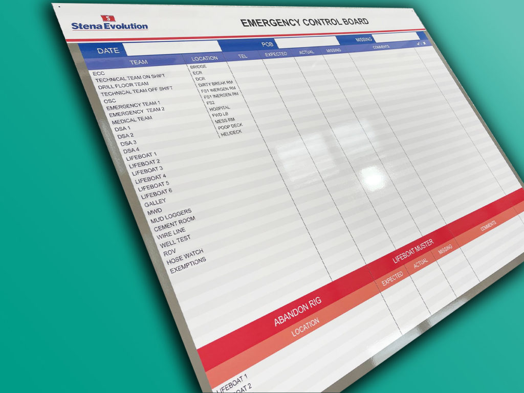emergency H&S whiteboard