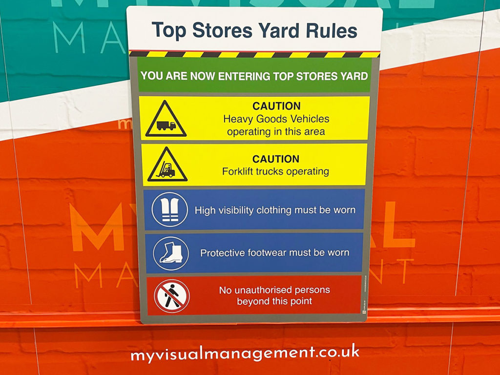 Yard safety rules board