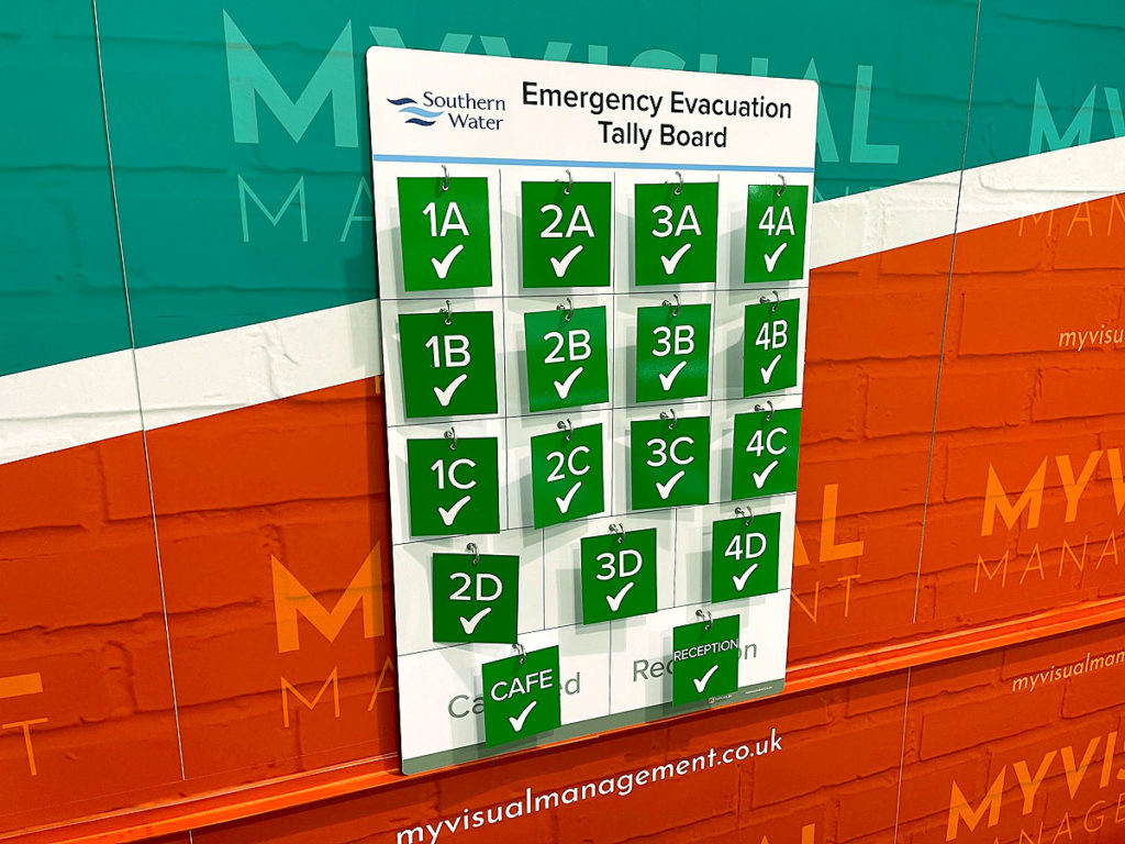 Emergency Evacuation Tally Board Southern Water