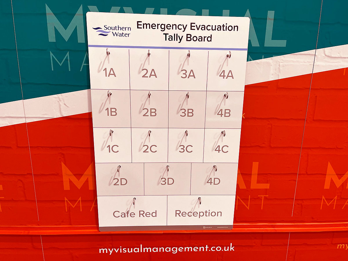 Emergency Evacuation Tally Board magnetic whiteboard overlay