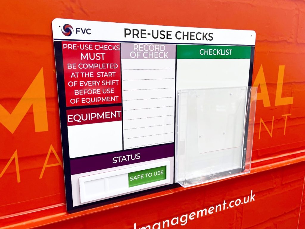 Pre-use Checks Board